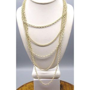 Vintage Napier Multi Strand Necklace, Five White Enamel Chains with Varying Link